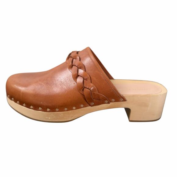 Loeffler Randall Lupa Genuine Leather Braided Wooden Clog Mule Shoes Size 10.5M - Picture 3 of 11